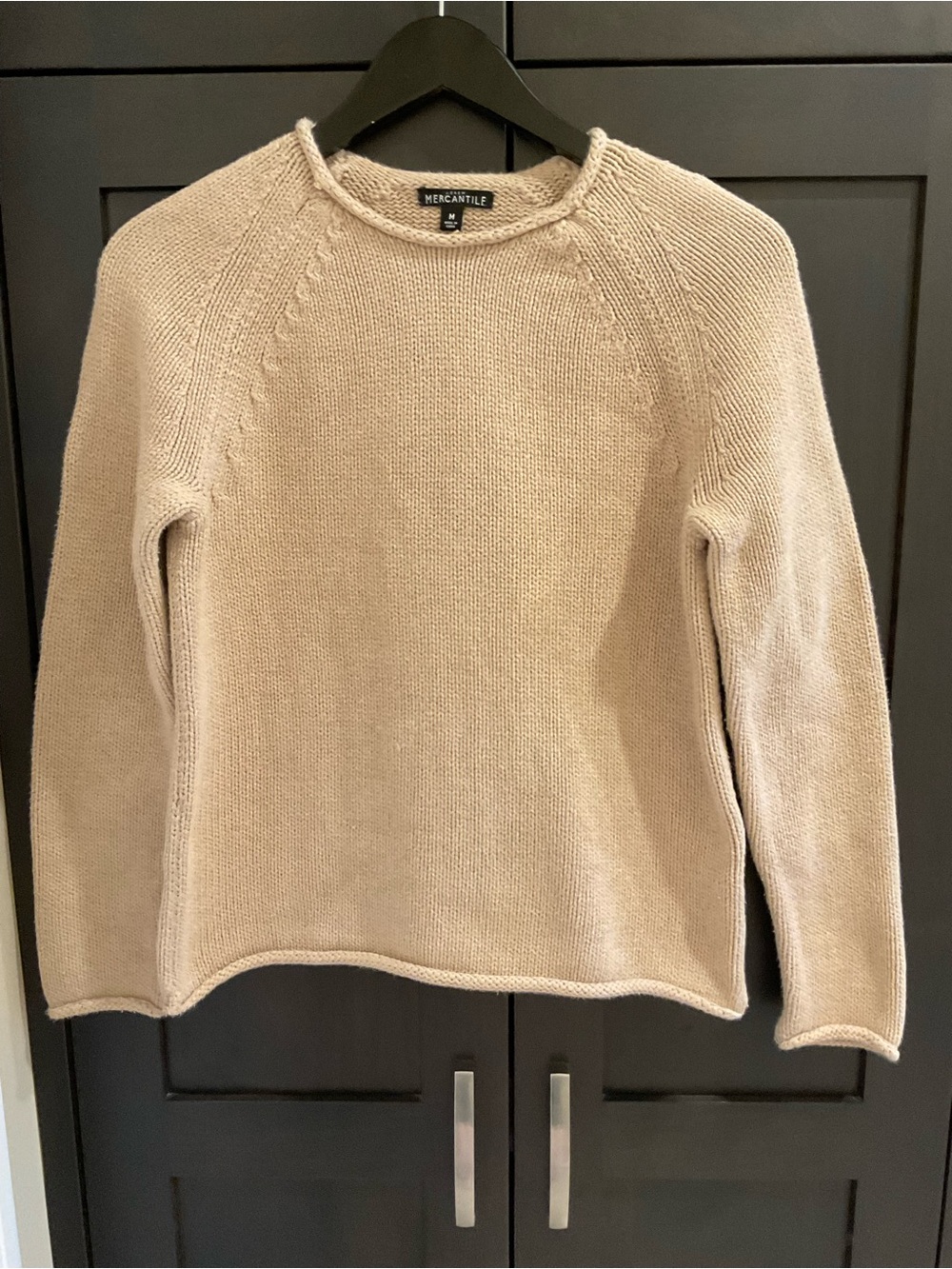 J.Crew Mercantile Sweater Cotton Beige M Fits S Minimalist Classic Timeless Boho